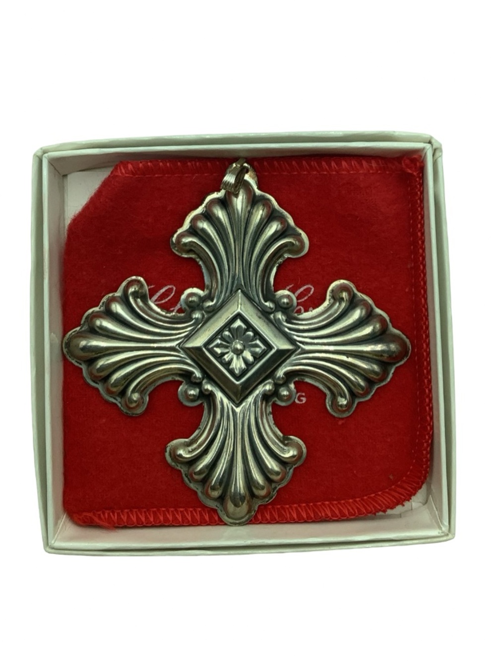 Reed & Barton 1973 Christmas Cross Ornament In Box